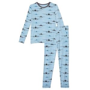 Kickee Kids Kids Unisex Viscose Airplanes Long Sleeve Pajama Set Sz 6